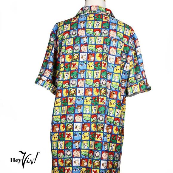 Disney Pixar Toy Story Shirt Mens Button Up Rayon Print Size Medium - Hey Viv - Picture 3 of 7